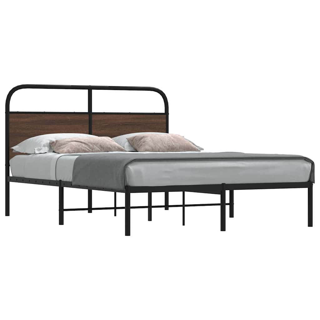 vidaXL Bed Frame Without Mattress Engineered Wood Brown Oak Length 190 cm with Headboard
