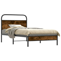 vidaXL Bed Frame Without Mattress 90x200 cm Smoked Oak Engineered Wood 2