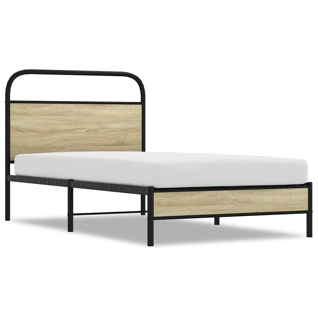Bed Frame without Mattress Engineered Wood Sonoma Oak Length 190 cm with Headboard & Low Footboard 100 cm