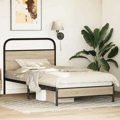 vidaXL Bed Frame without Mattress 100x190 cm Sonoma Oak Engineered Wood 4