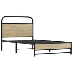 Bed Frame without Mattress Engineered Wood Sonoma Oak Length 200 cm with Headboard & Dual Low Footboard 90 cm