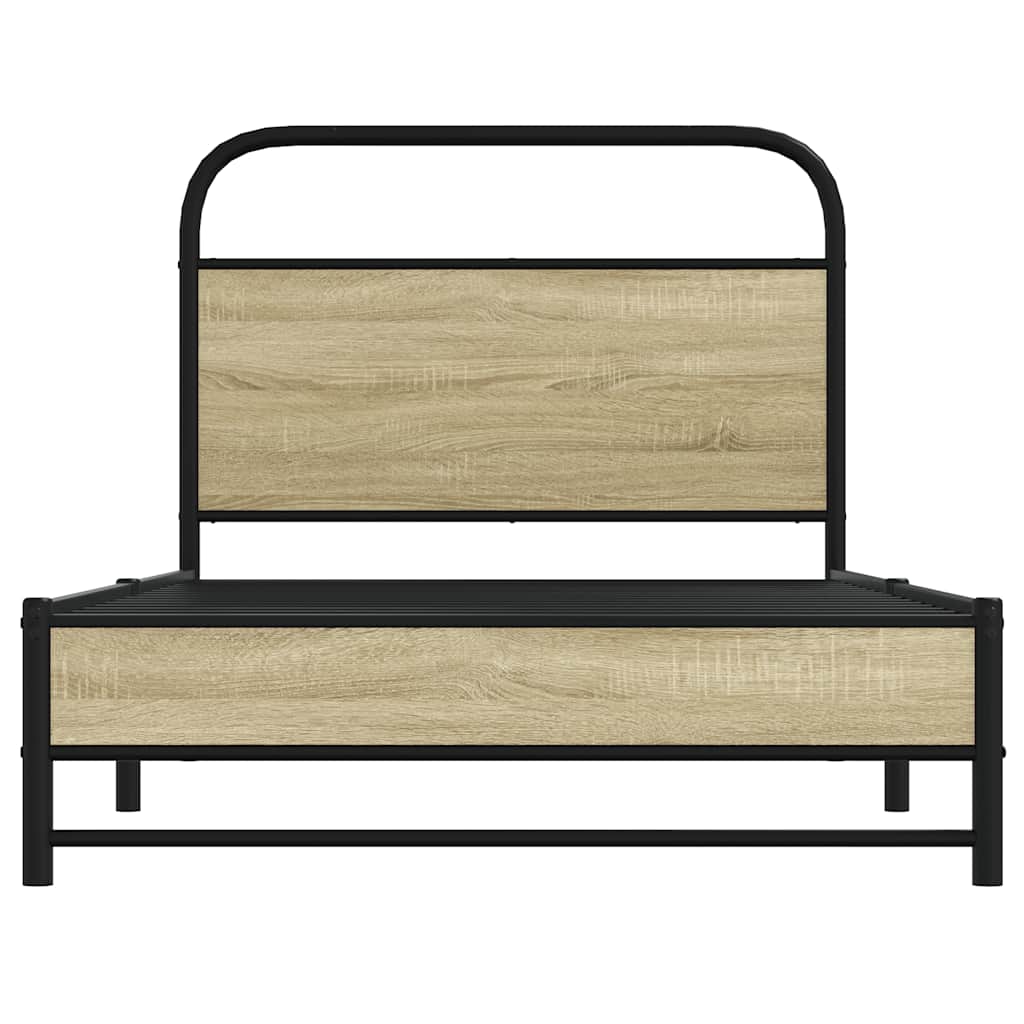 Bed Frame without Mattress Engineered Wood Sonoma Oak Length 200 cm with Headboard & Dual Low Footboard 90 cm