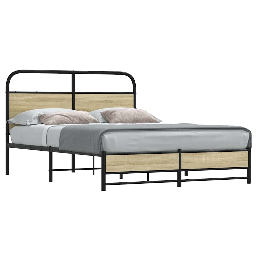 Bed Frame without Mattress Engineered Wood Sonoma Oak Length Headboard Dual Low Footboard
