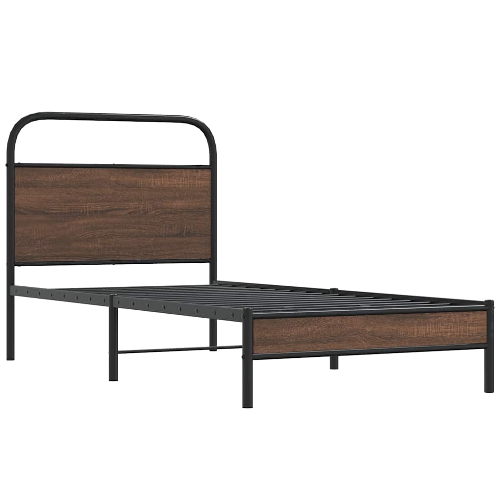 vidaXL Bed Frame without Mattress 100x190 cm Brown Oak Engineered Wood 3