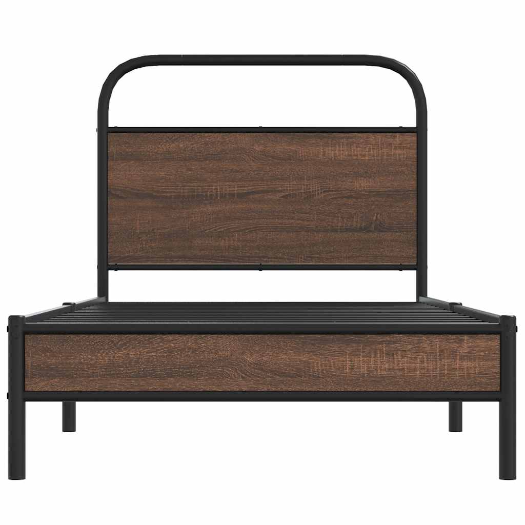 vidaXL Bed Frame without Mattress 100x190 cm Brown Oak Engineered Wood 5