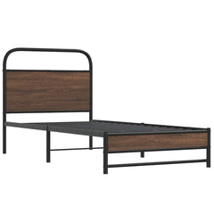 Bed Frame without Mattress Engineered Wood Brown Oak Length 200 cm with Headboard & Dual Low Footboard 90 cm