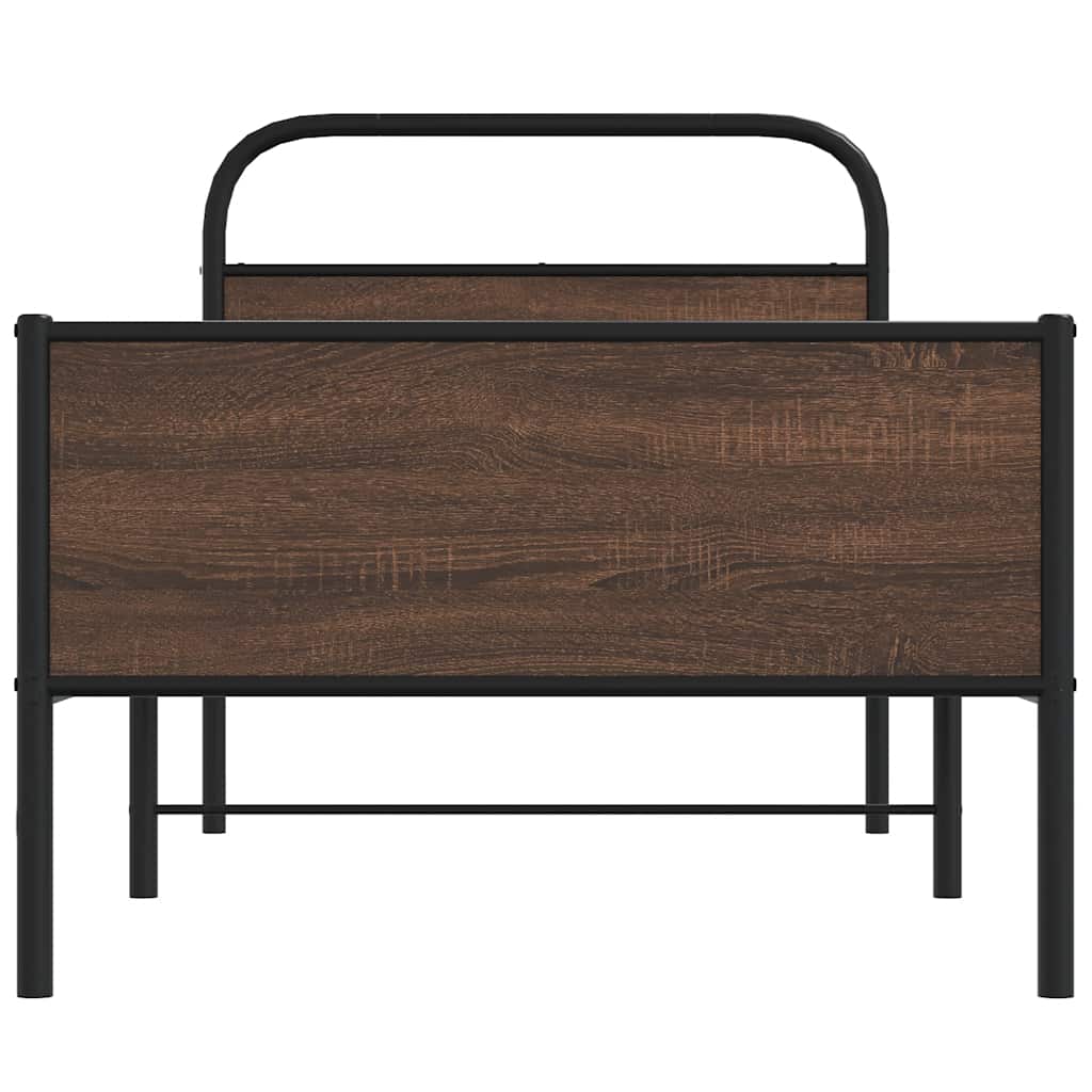 Bed Frame without Mattress Engineered Wood Brown Oak Length 190 cm with Headboard & High Footboard 90 cm