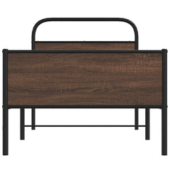 Bed Frame without Mattress Engineered Wood Brown Oak Length 190 cm with Headboard & High Footboard 90 cm