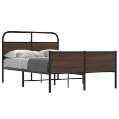 Bed Frame without Mattress Engineered Wood Brown Oak Length 190 cm with Headboard & High Footboard 135 cm