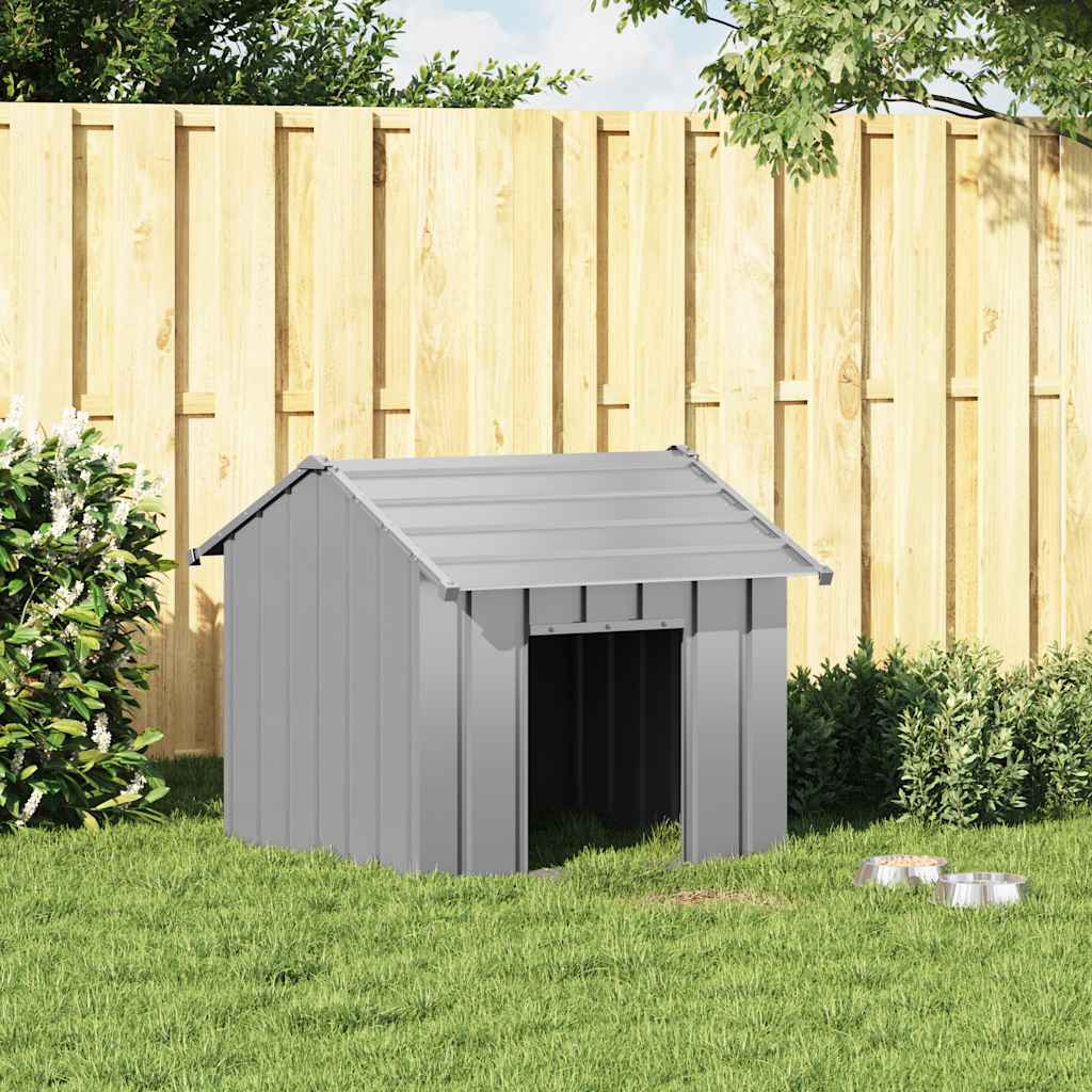 Dog House with Roof Galvanised Steel Grey 85 cm 81 cm 107 cm