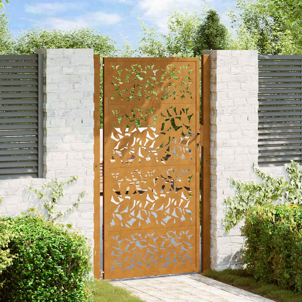 Garden Gate Weathering Steel steel/brown Leaf design