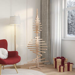 vidaXL | Wooden Christmas Tree | with Stand Natural with Unfinished 180 cm 3