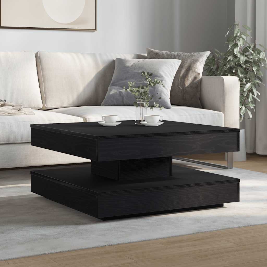Coffee Table 360-Degree Rotatable 70x70x34.5 cm Black