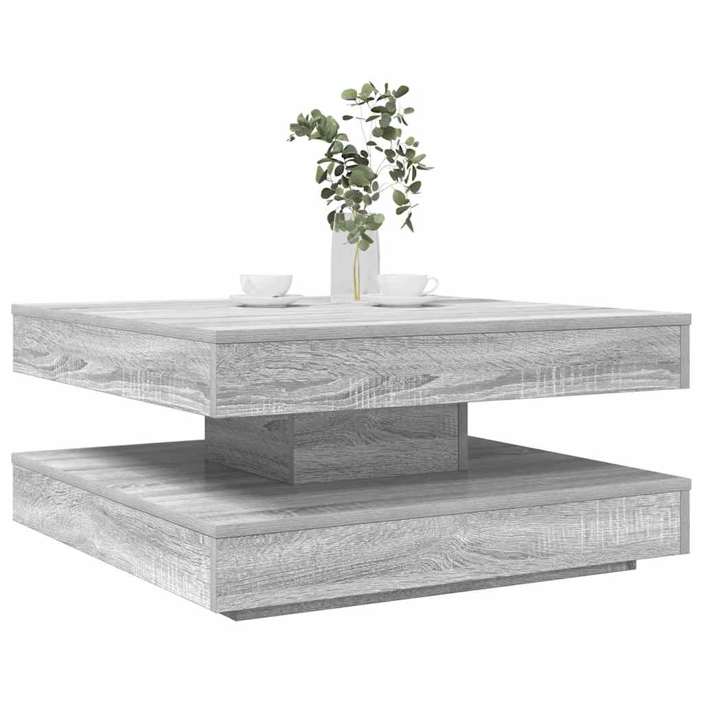 Coffee Table 360-Degree Rotatable 70x70x34.5 cm Grey sonoma