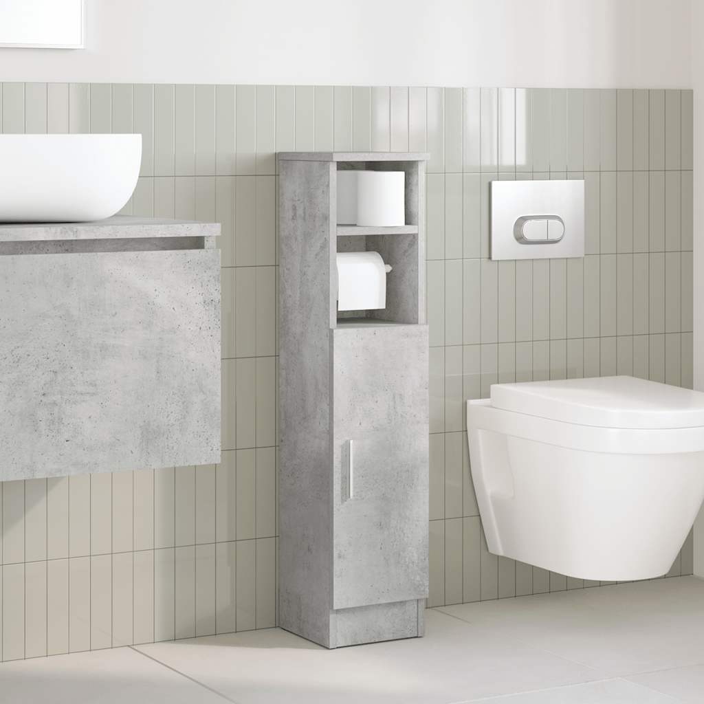 vidaXL Bathroom Cabinet with Roll Holder Concrete Grey 20.5x22x90 cm 3