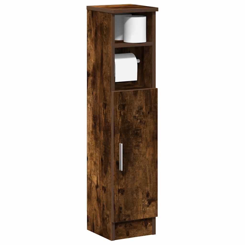 vidaXL Bathroom Cabinet with Roll Holder Smoked Oak 20.5x22x90 cm 1