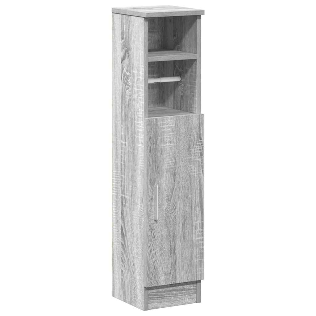 vidaXL Bathroom Cabinet with Roll Holder Grey Sonoma 20.5x22x90 cm 2
