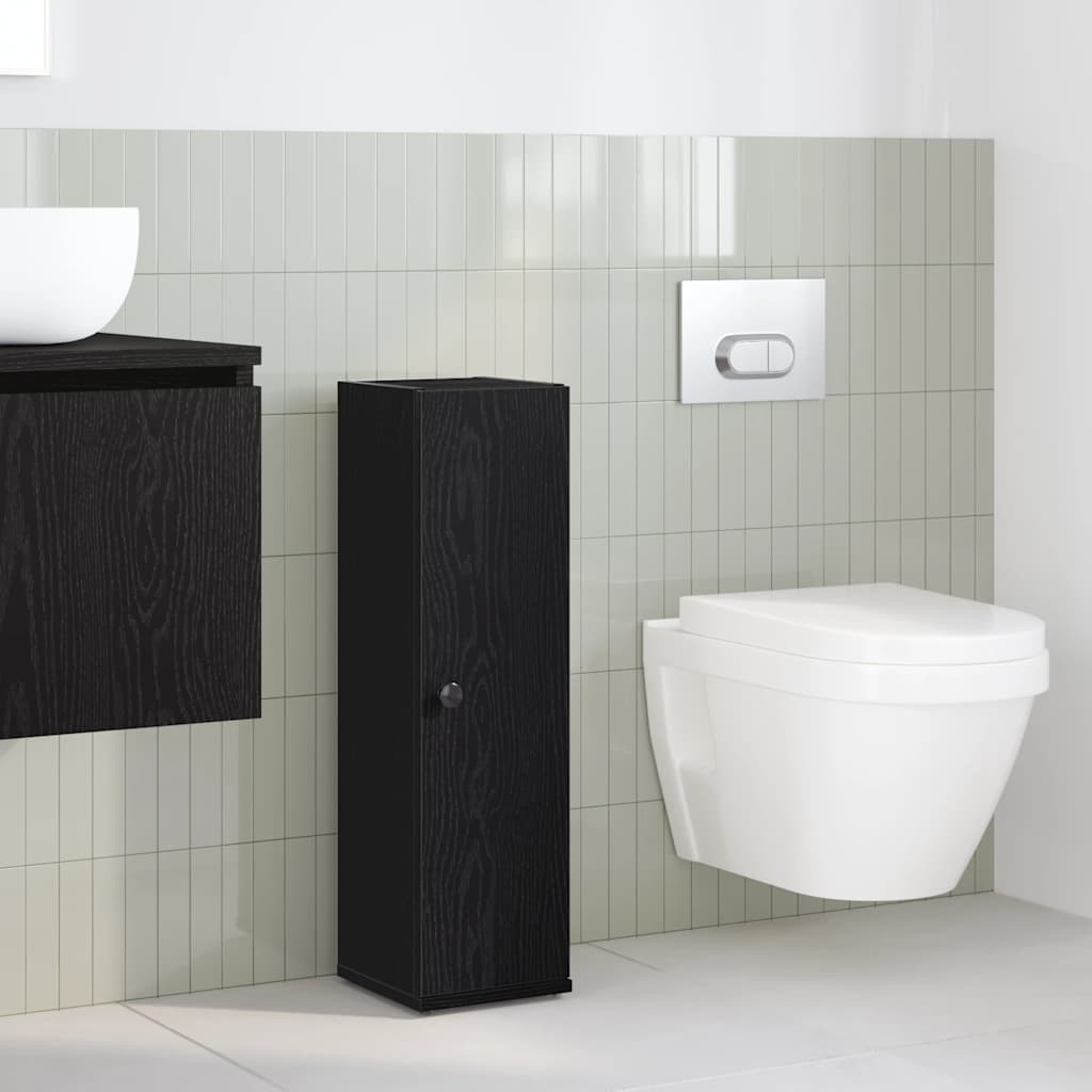 vidaXL Bathroom Cabinet with Roll Holder Black 20.5x22x72 cm 3