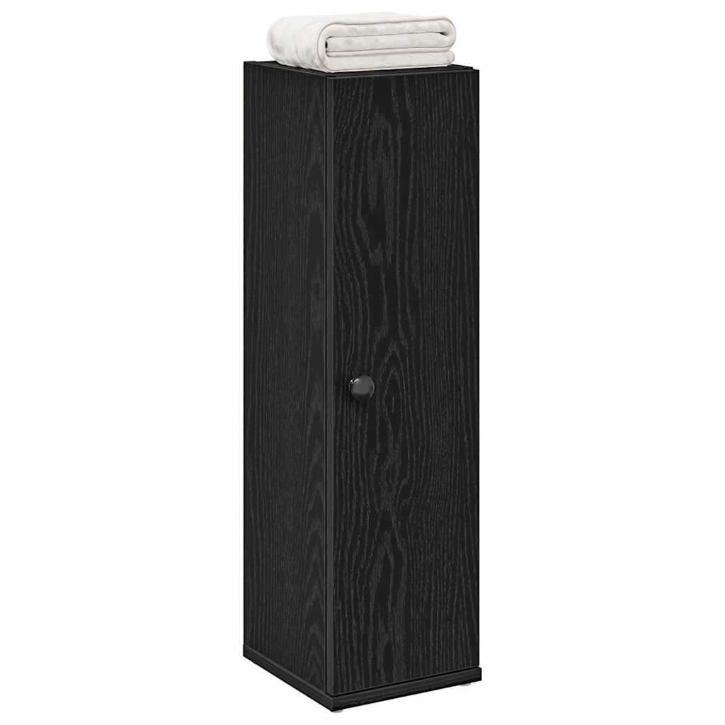 vidaXL Bathroom Cabinet with Roll Holder Black 20.5x22x72 cm 1