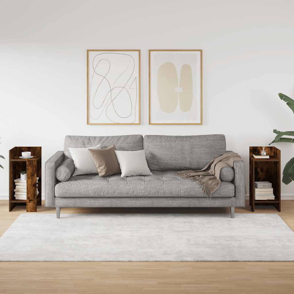 vidaXL Side Tables 2 pcs with Shelf Smoked Oak 25.5x27x60 cm 3