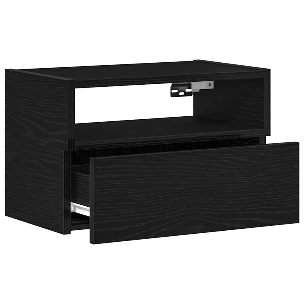 vidaXL Wall-mounted Bedside Cabinets 2 pcs Black 45x26x28.5 cm 5