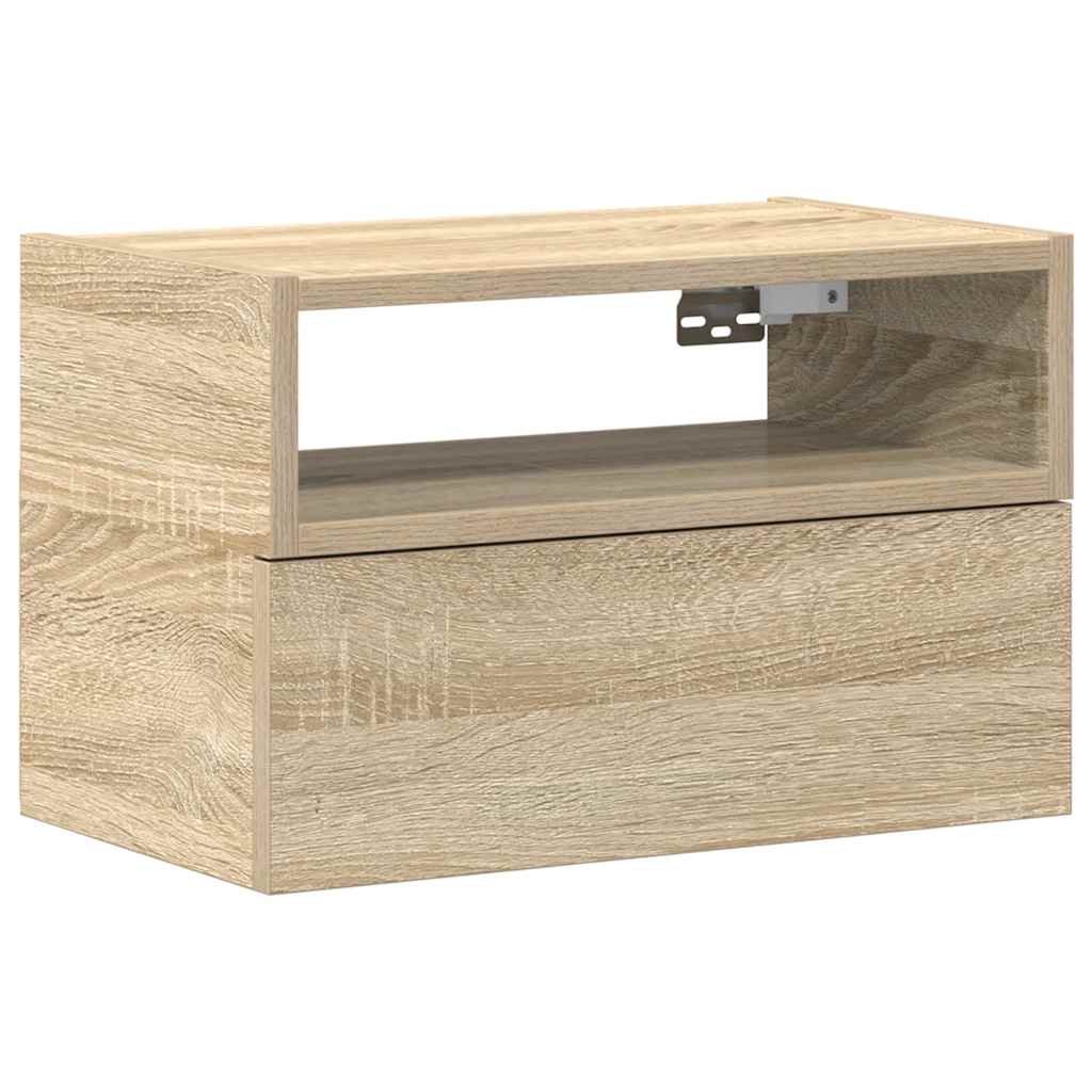vidaXL Wall-mounted Bedside Cabinet Sonoma Oak 45x26x28.5 cm 2