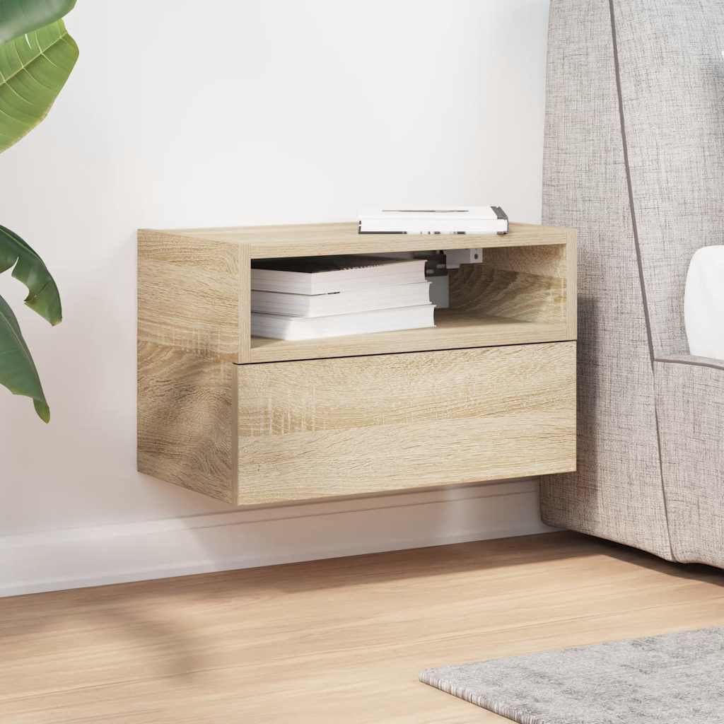 vidaXL Wall-mounted Bedside Cabinet Sonoma Oak 45x26x28.5 cm 3