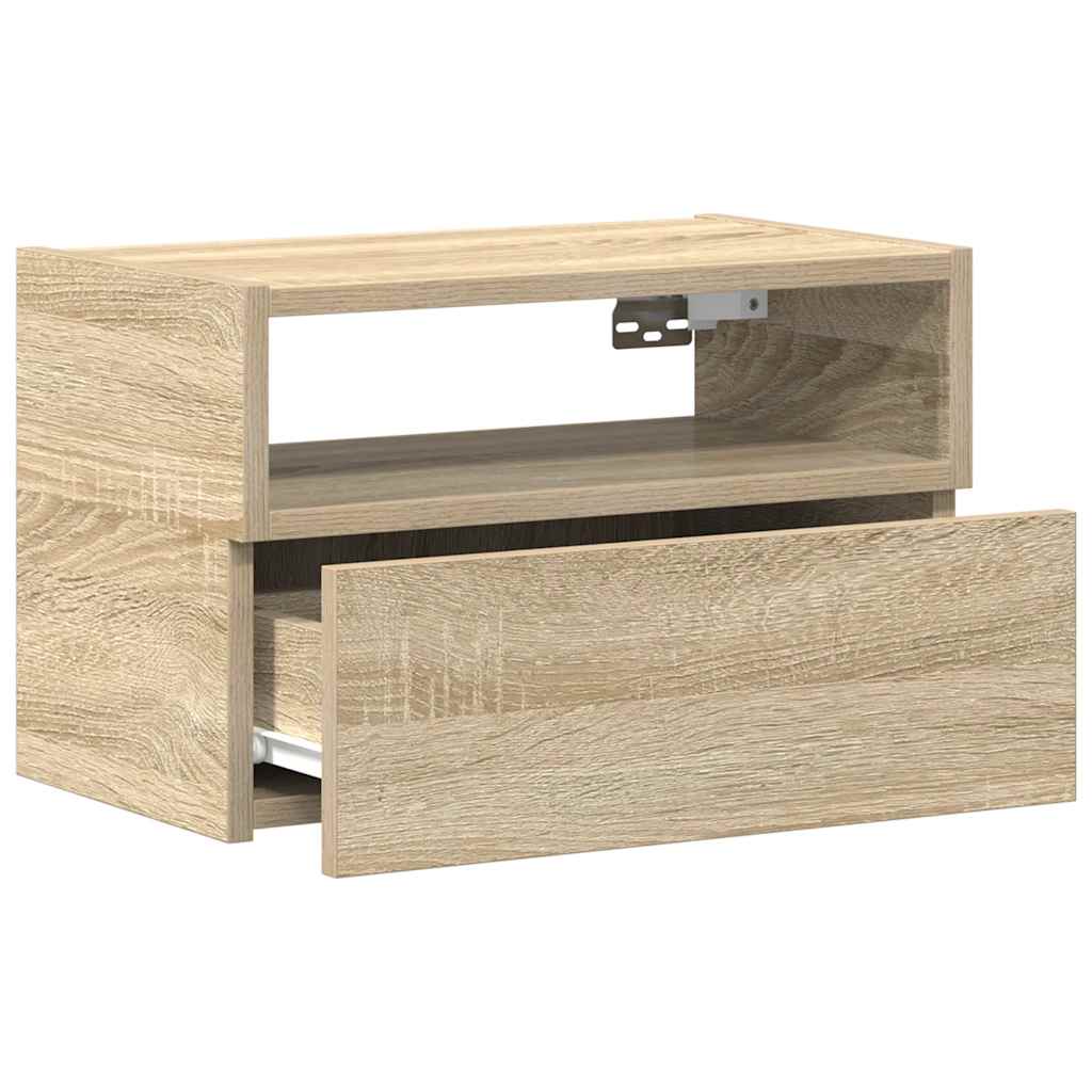 vidaXL Wall-mounted Bedside Cabinet Sonoma Oak 45x26x28.5 cm 5