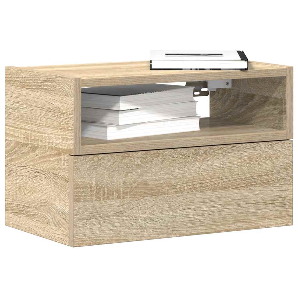 vidaXL Wall-mounted Bedside Cabinet Sonoma Oak 45x26x28.5 cm 1
