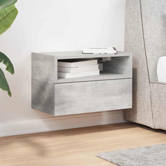 vidaXL Wall-mounted Bedside Cabinet Concrete Grey 45x26x28.5 cm 3