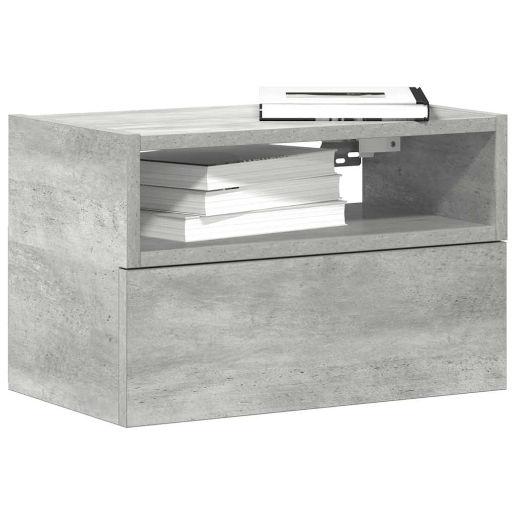 vidaXL Wall-mounted Bedside Cabinet Concrete Grey 45x26x28.5 cm 1