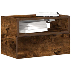 Wall-mounted Bedside Cabinet in Smoked Oak