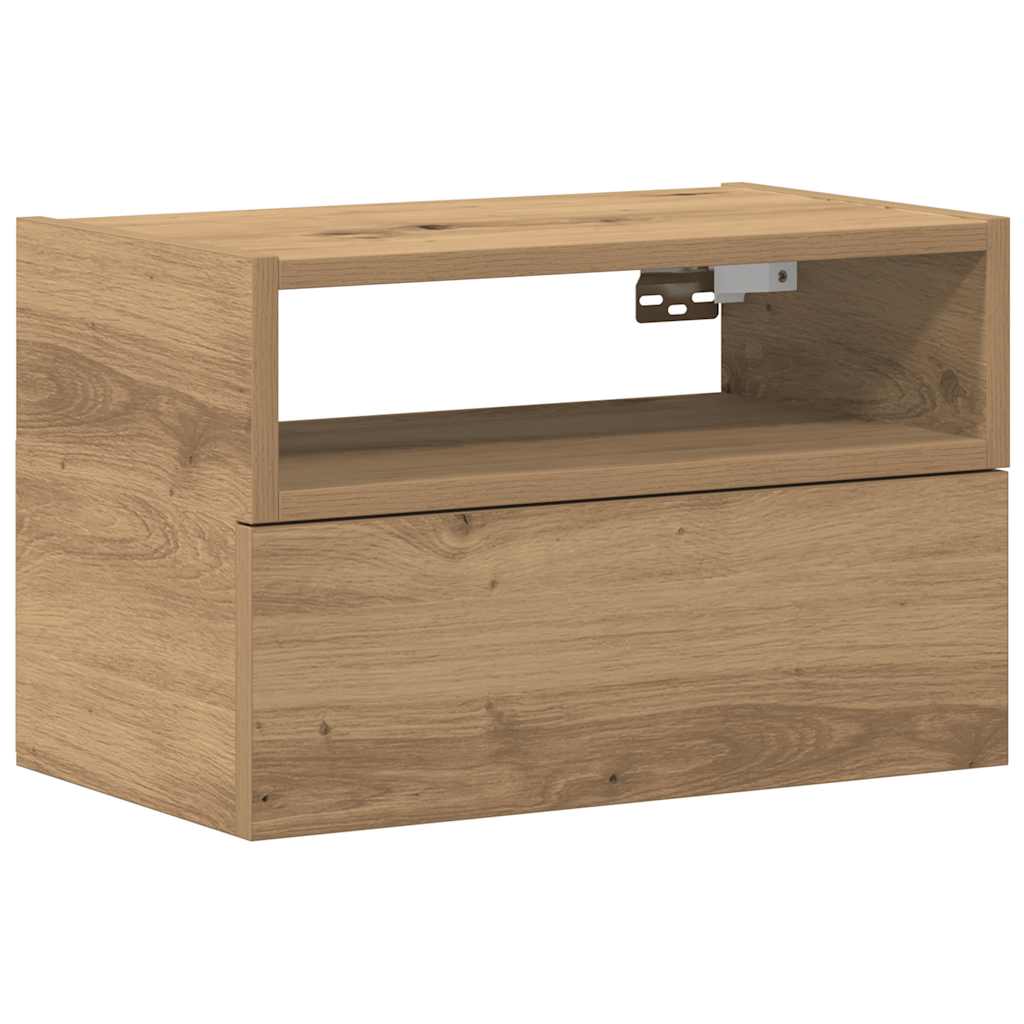vidaXL Wall-mounted Bedside Cabinet Artisan Oak 45x26x28.5 cm 2