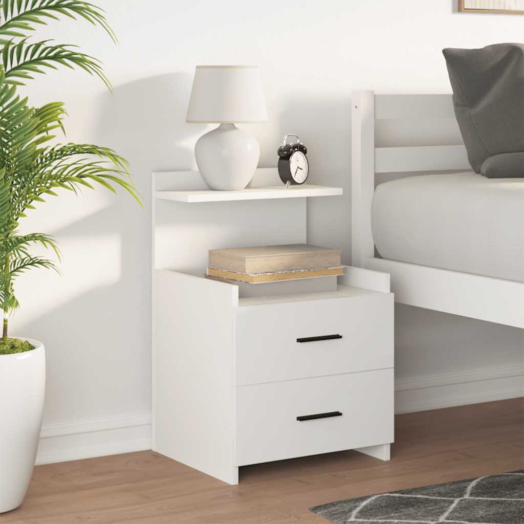 vidaXL Bedside Cabinet with 2 Drawers White 40x36,5x62 cm 3