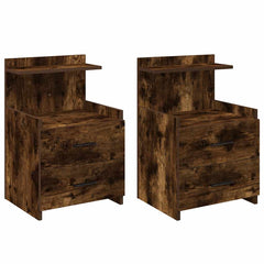 vidaXL Bedside Cabinets 2 pcs with 2 Drawers Smoked Oak 40x36,5x62 cm 2