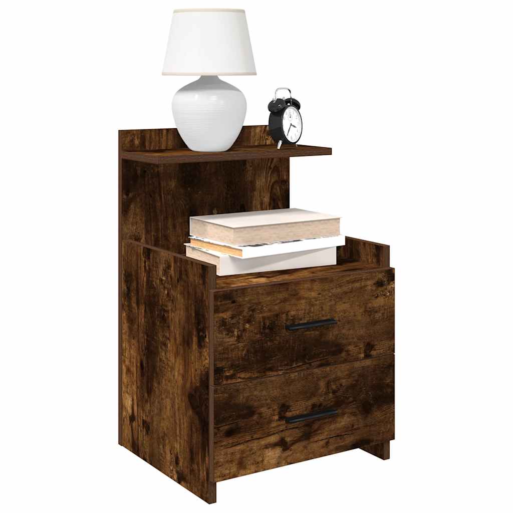 vidaXL Bedside Cabinets 2 pcs with 2 Drawers Smoked Oak 40x36,5x62 cm 1