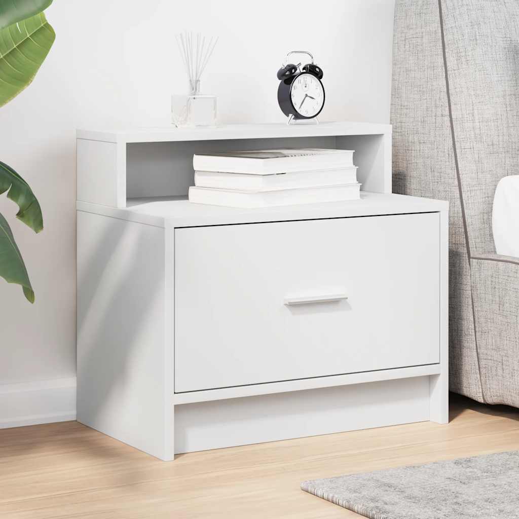 vidaXL Bedside Cabinet with Drawer White 51x31x47 cm 3