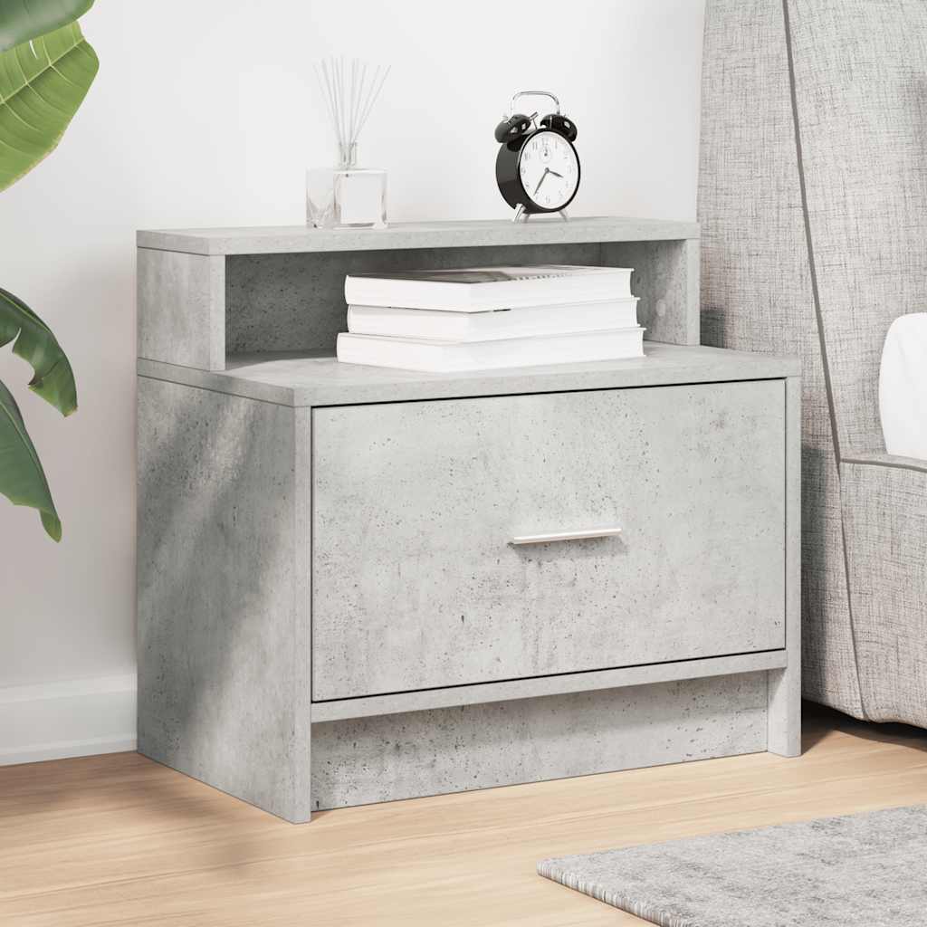 vidaXL Bedside Cabinet with Drawer Concrete Grey 51x31x47 cm 3