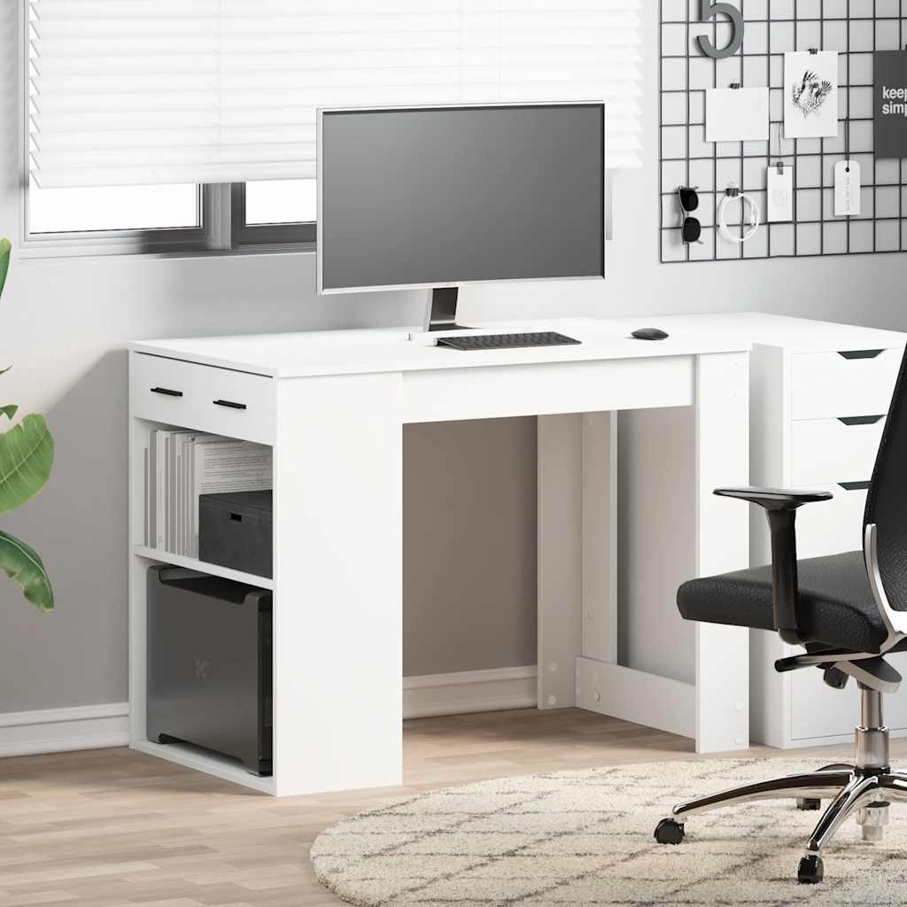 vidaXL Desk with Drawer and Shelf White 102x62x77.5 cm Engineered Wood 3