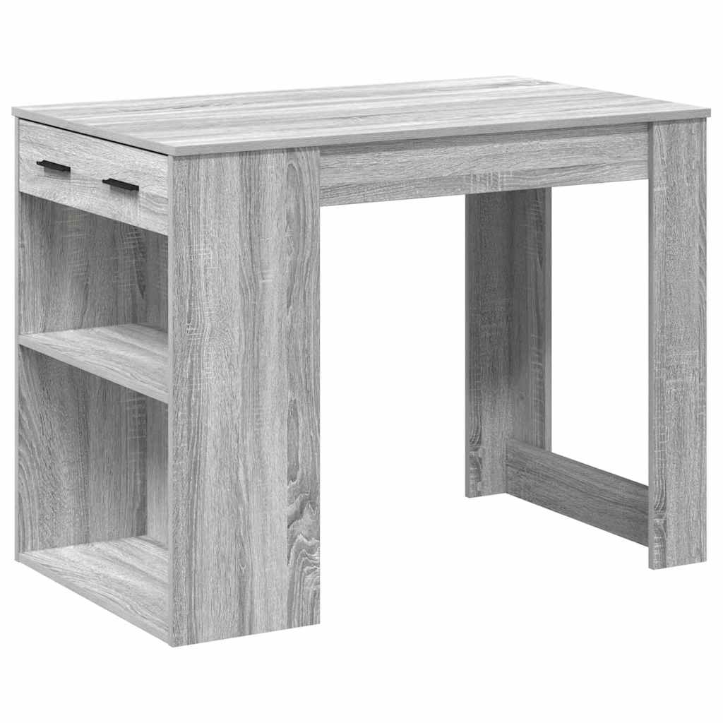 vidaXL Desk with Drawer and Shelf Grey Sonoma 102x62x77.5 cm Engineered Wood 2