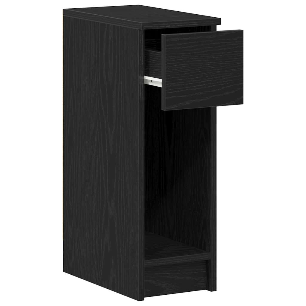 vidaXL Bedside Cabinet with Drawer Black Oak 20x36x60 cm 5