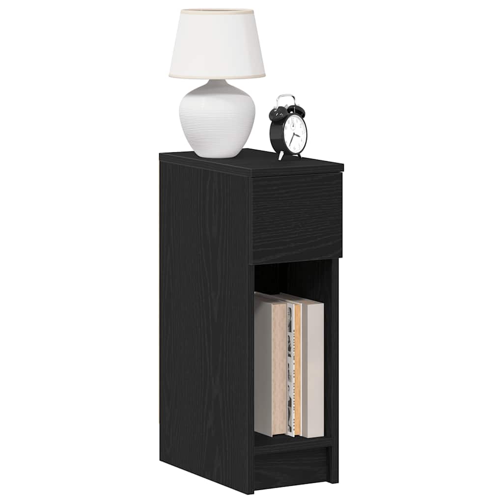 vidaXL Bedside Cabinet with Drawer Black Oak 20x36x60 cm 1