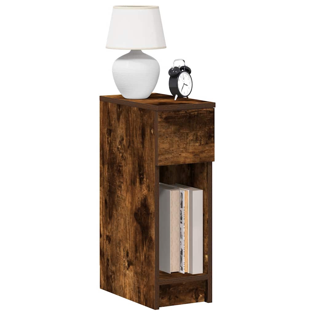vidaXL Bedside Cabinets with Drawer 2 pcs Smoked Oak 20x36x60 cm 1