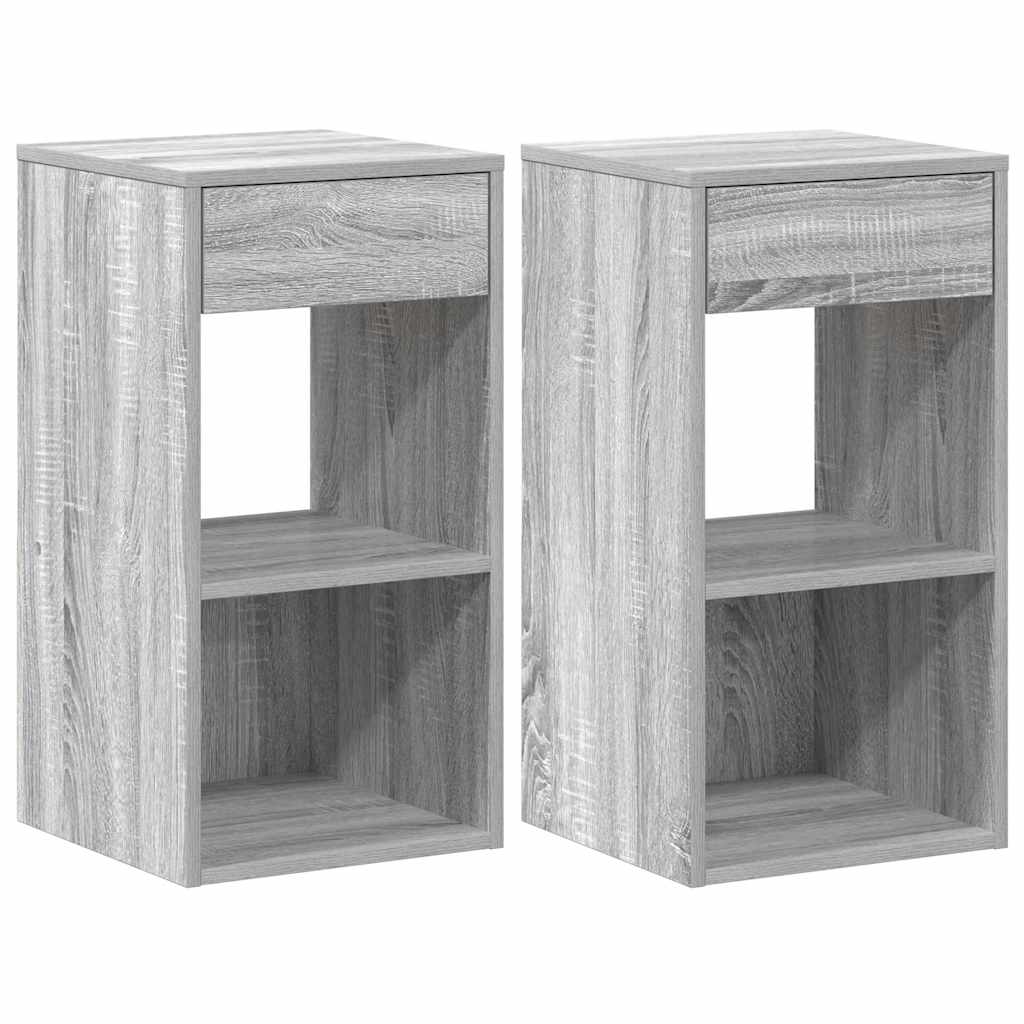 vidaXL Bedside Cabinets with Drawer 2 pcs Grey Sonoma 35x34x66.5 cm 2