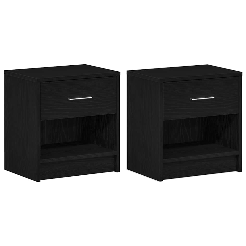 vidaXL Bedside Cabinets 2 pcs with Drawer Black 39x28x41 cm 2