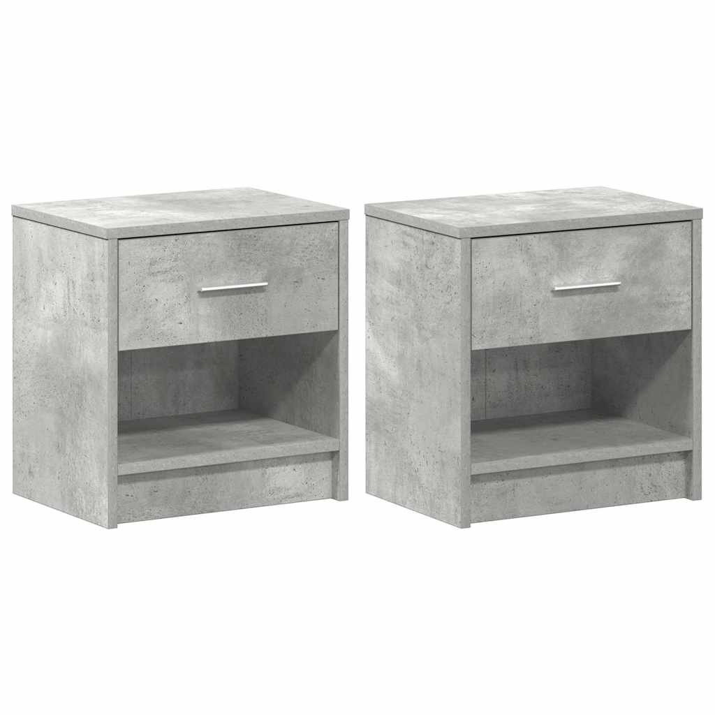 vidaXL Bedside Cabinets 2 pcs with Drawer Concrete Grey 39x28x41 cm 2
