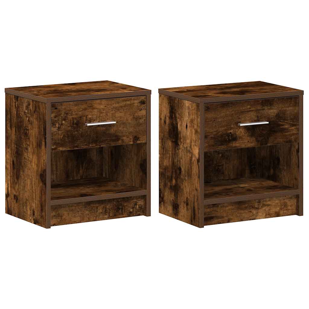 vidaXL Bedside Cabinets 2 pcs with Drawer Smoked Oak 39x28x41 cm 2