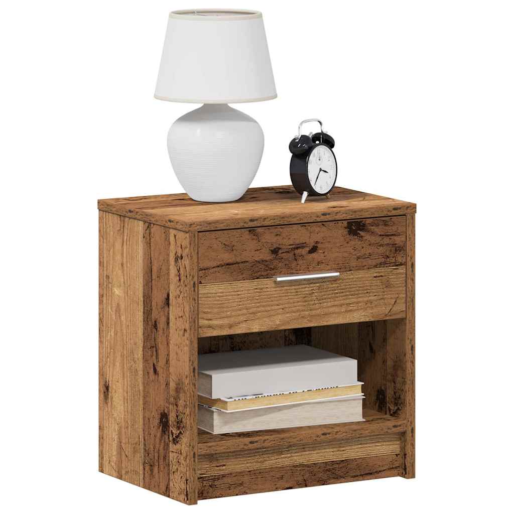 vidaXL Bedside Cabinets 2 pcs with Drawer Old Wood 39x28x41 cm 3