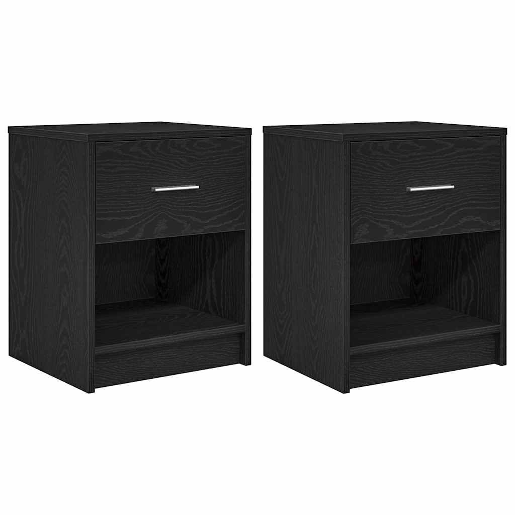 vidaXL Bedside Cabinets 2 pcs with Drawer Black 40x34x50 cm 2
