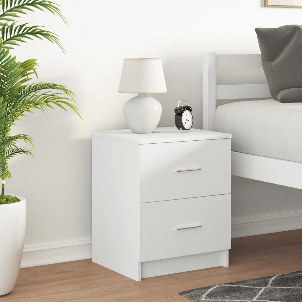 Bedside Cabinets with Drawers in White